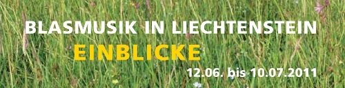 Ausstellungsflyer Blasmusik in Liechtenstein
